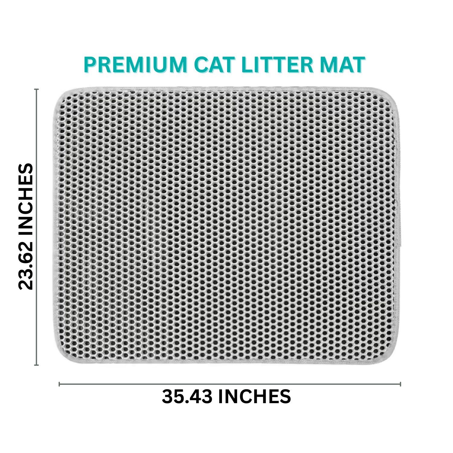 Premium cat litter mat with dimensions on a white background