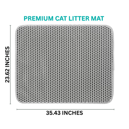 Premium cat litter mat with dimensions on a white background